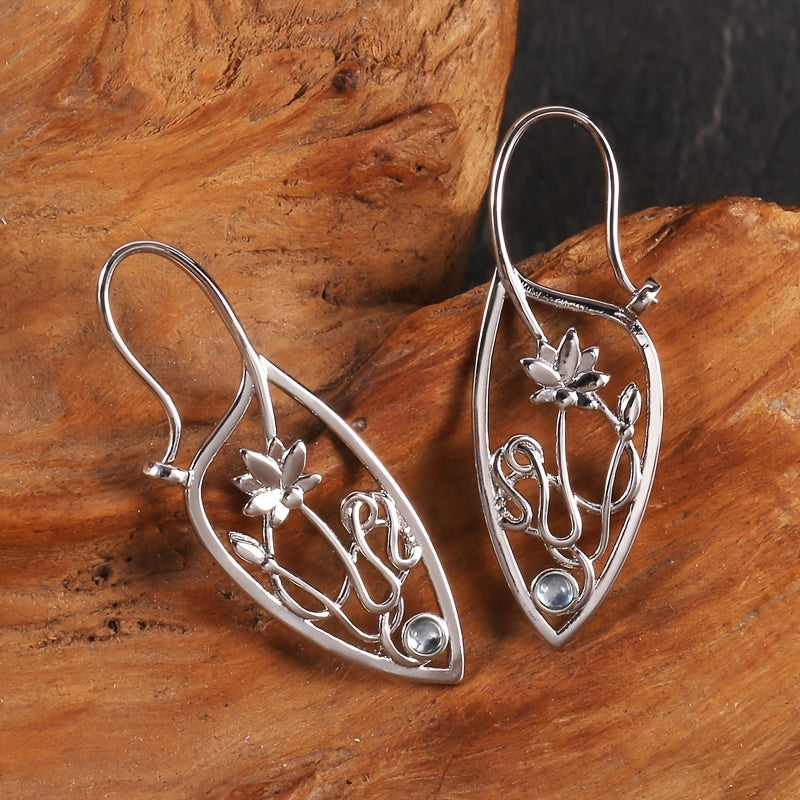 Hollow Lotus Pendant Earrings Silver High Jewelry Delicate Design Silver Plated Girl Girl