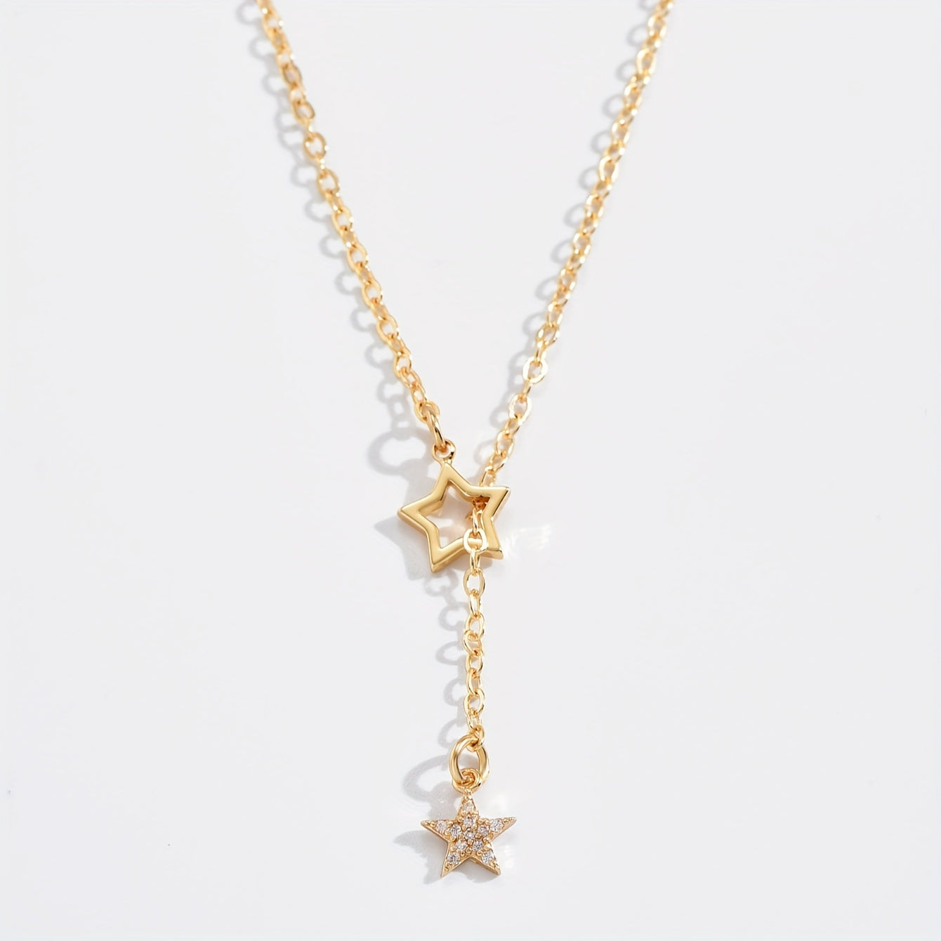 Delicate sparkling star Y-shaped collarbone chain necklace, suitable for female dating party jewelry