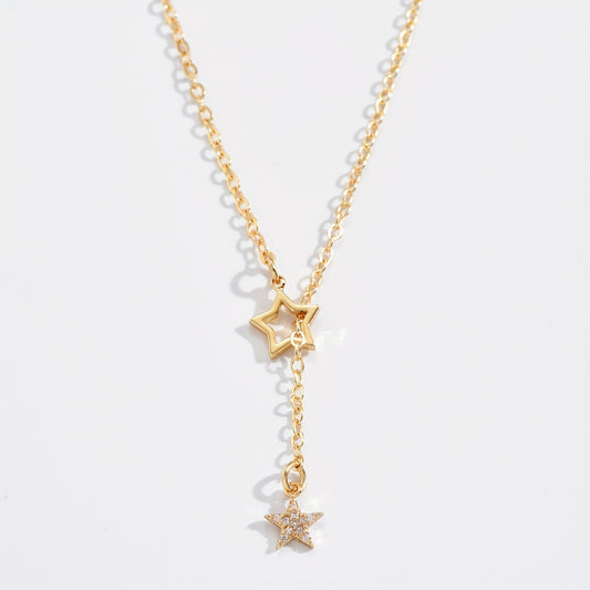 Delicate sparkling star Y-shaped collarbone chain necklace, suitable for female dating party jewelry