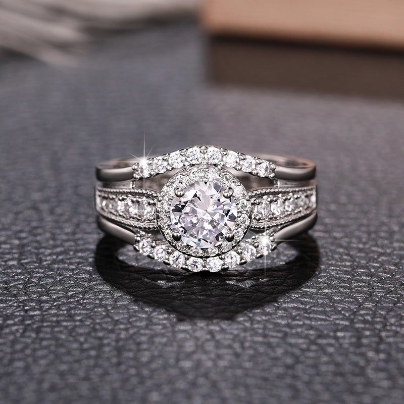 Classic Ladies Ring Silver Paw Set Zirconia Ring Princess Romantic Wedding Party Jewelry Everyday Casual Accessories