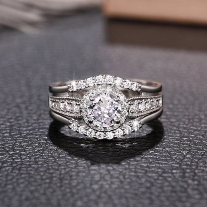 Classic Ladies Ring Silver Paw Set Zirconia Ring Princess Romantic Wedding Party Jewelry Everyday Casual Accessories