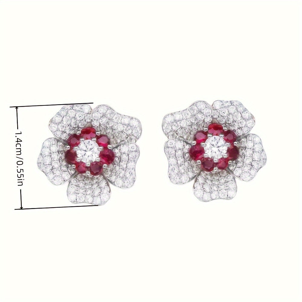 Stylish earrings with shiny Zirconia and floral designs are perfect for parties and everyday elegance.