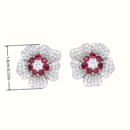 Stylish earrings with shiny Zirconia and floral designs are perfect for parties and everyday elegance.