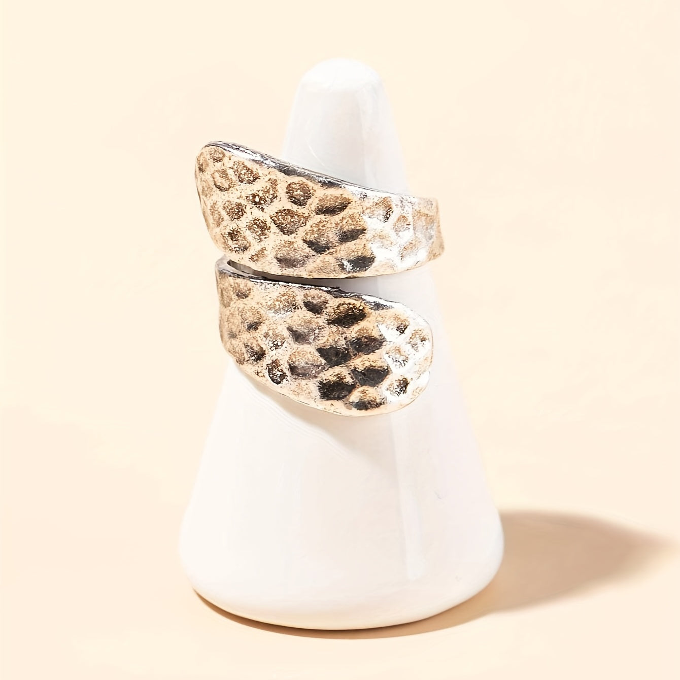 Retro style silver plated broadband ring, unique irregular design - suitable for casual wear, retro style