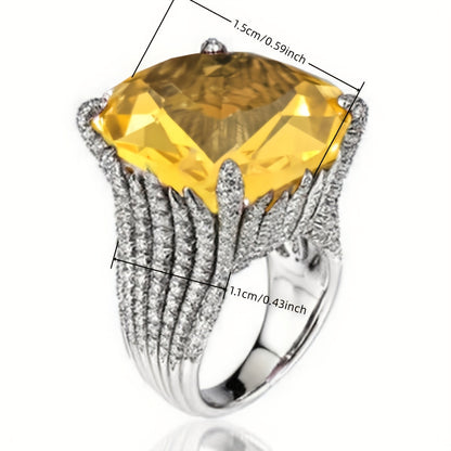 1 Ladies Anniversary Ring Luxury Inlaid Synthetic Zirconia Ring Ladies Proposal Engagement Wedding Ring Banquet High-end Jewelry Valentine's Day Gift