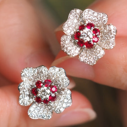 Stylish earrings with shiny Zirconia and floral designs are perfect for parties and everyday elegance.