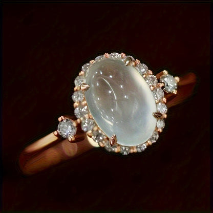 Elegant Promise Ring 18k Gold Plated Moonstone Engagement Wedding Ring Gala Banquet Decoration Sweet Anniversary Gift