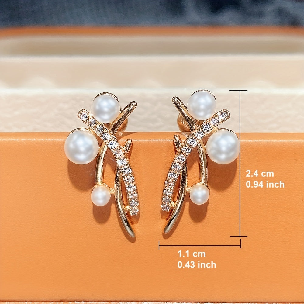 A pair of elegant copper baroque pearl stud earrings, synthetic April birthday stones, suitable for everyday and party wear, nickel-free, Maldera holiday accessories