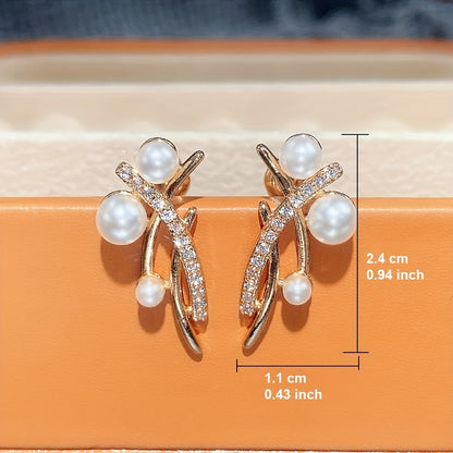 A pair of elegant copper baroque pearl stud earrings, synthetic April birthday stones, suitable for everyday and party wear, nickel-free, Maldera holiday accessories
