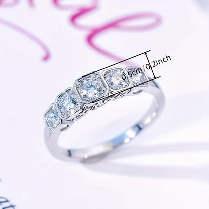 Stylish and exquisite single-row inlaid shiny Zirconia timeless ring, suitable for bridal engagement and wedding receptions, a luxury ring for Women's daily wear