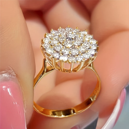 Stylish lotus-shaped zircon flower ring, romantic wedding exquisite jewelry anniversary gift