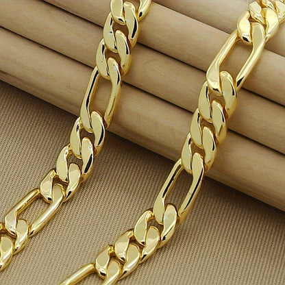 18K Gold Plated Flat Chain Necklace - Sport Style, Copper Base