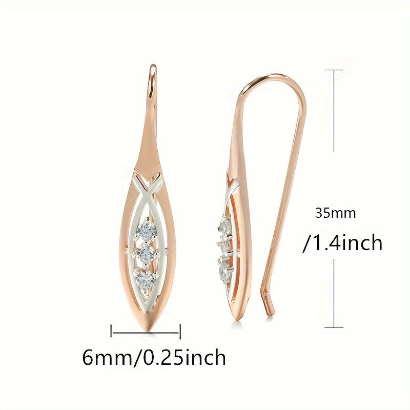 1 pair of gold long pendant earrings Women's silver luxury design bridal wedding jewelry suitable for pretend play