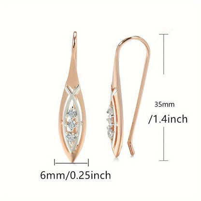 1 pair of gold long pendant earrings Women's silver luxury design bridal wedding jewelry suitable for pretend play