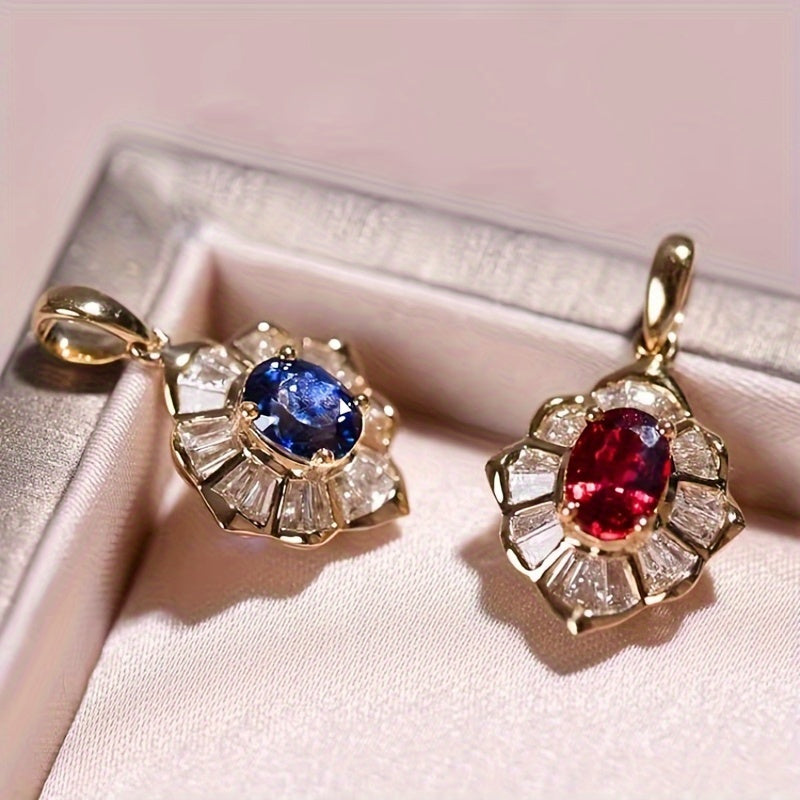 Vintage Oval Blue Synthetic Gemstone Pendant Necklace - Perfect for Ladies Holiday Party and Anniversary Gifts