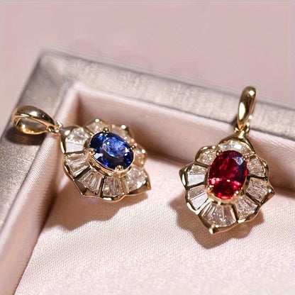 Vintage Oval Blue Synthetic Gemstone Pendant Necklace - Perfect for Ladies Holiday Party and Anniversary Gifts