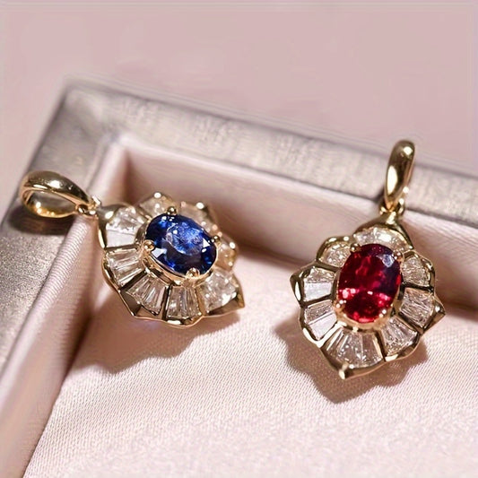 Vintage Oval Blue Synthetic Gemstone Pendant Necklace - Perfect for Ladies Holiday Party and Anniversary Gifts