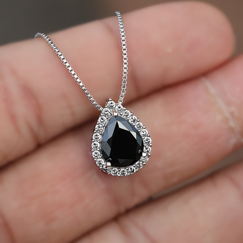 1 piece of elegant temperament, multi-colored water droplets, pear-shaped exquisite birthday stone necklace, marriage proposal, engagement, Mother's Day gift, women's daily banquet, party wear accessories