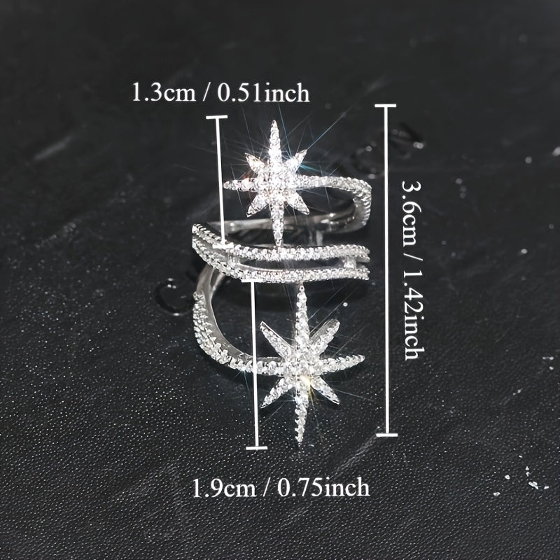Stylish Snowflake Sparkling Zirconia Ring Elegant Wedding Ring Christmas Party Ring (No Box)