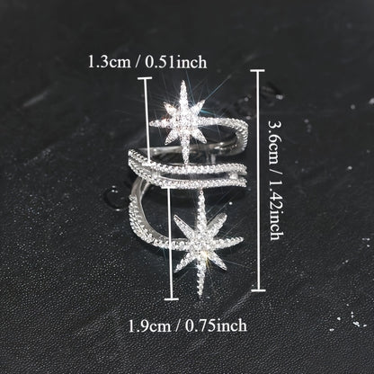 Stylish Snowflake Sparkling Zirconia Ring Elegant Wedding Ring Christmas Party Ring (No Box)