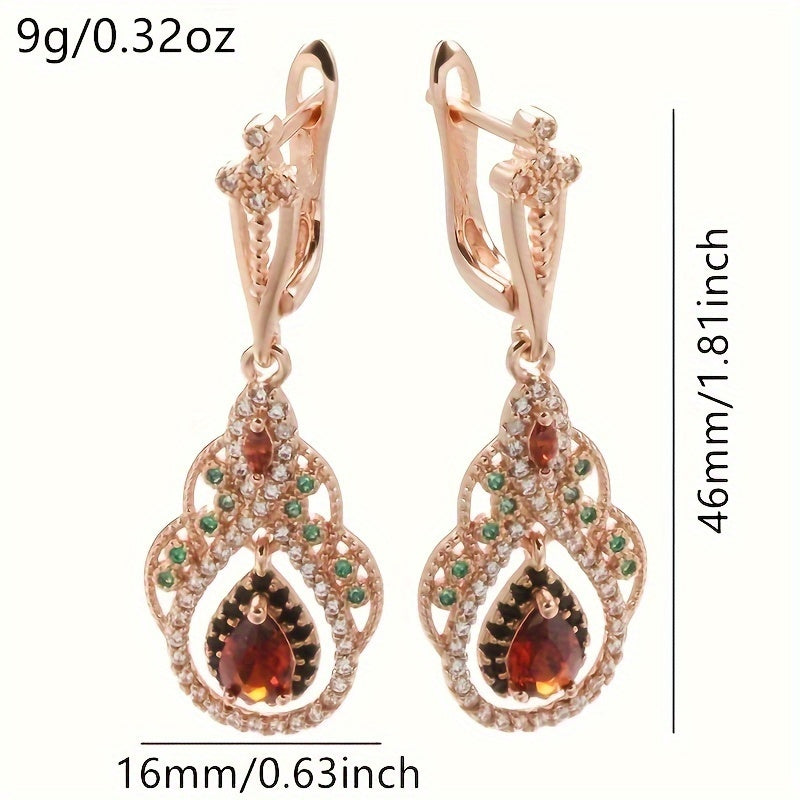 A pair of lever earrings, a sparkling floral design, covered in shiny Zirconia, suitable for everyday clothing and dinner party decorations, a gift for her