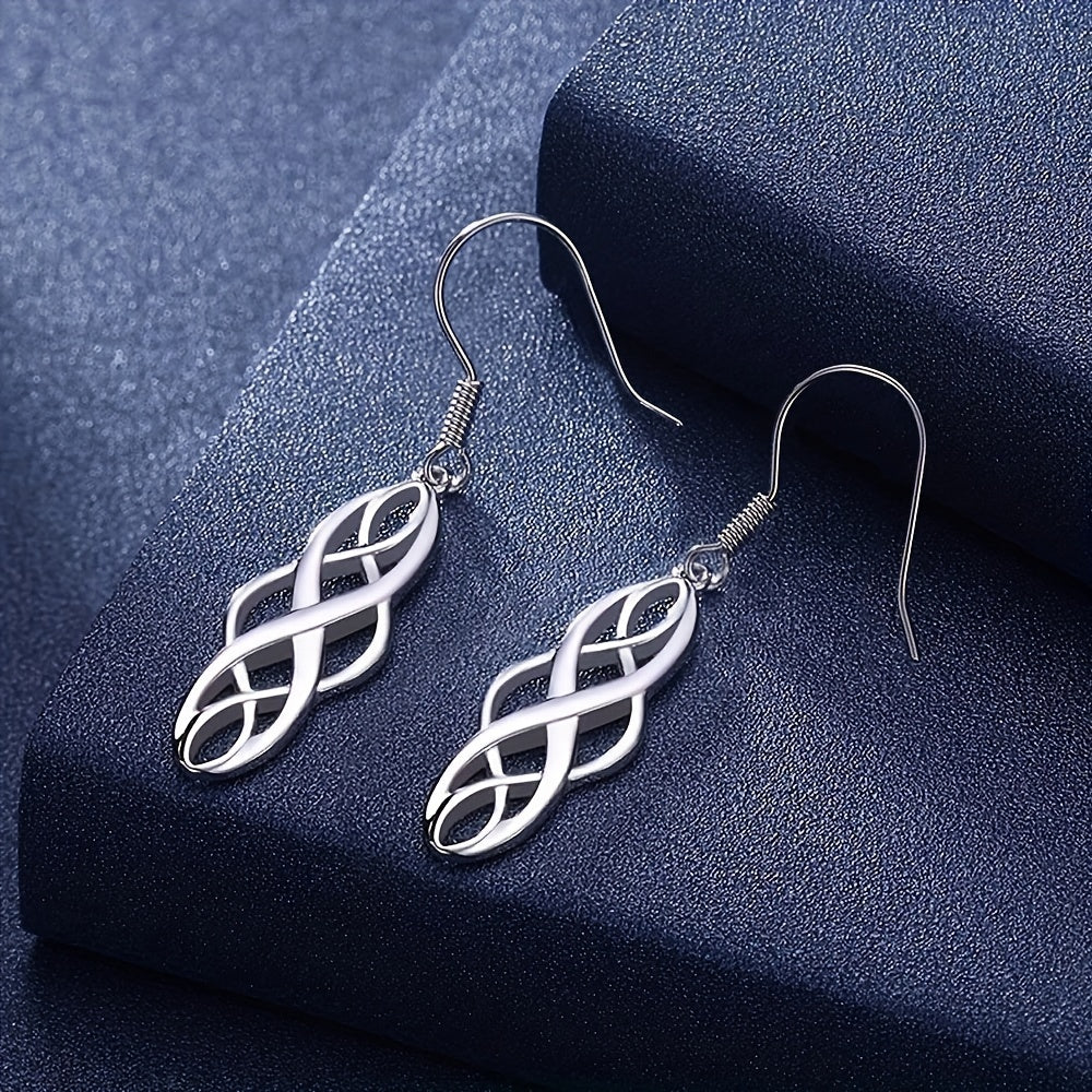 Silver knotted pendant earrings, elegant and simple style, copper and silver plated jewelry, exquisite Women's gifts, daily leisure