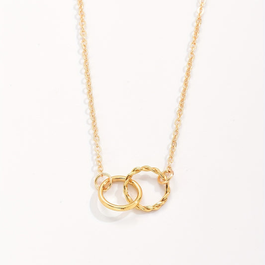 Elegant Double Ring Decorative Collarbone Chain Ladies Necklace Dating Holiday Sweater Accessories
