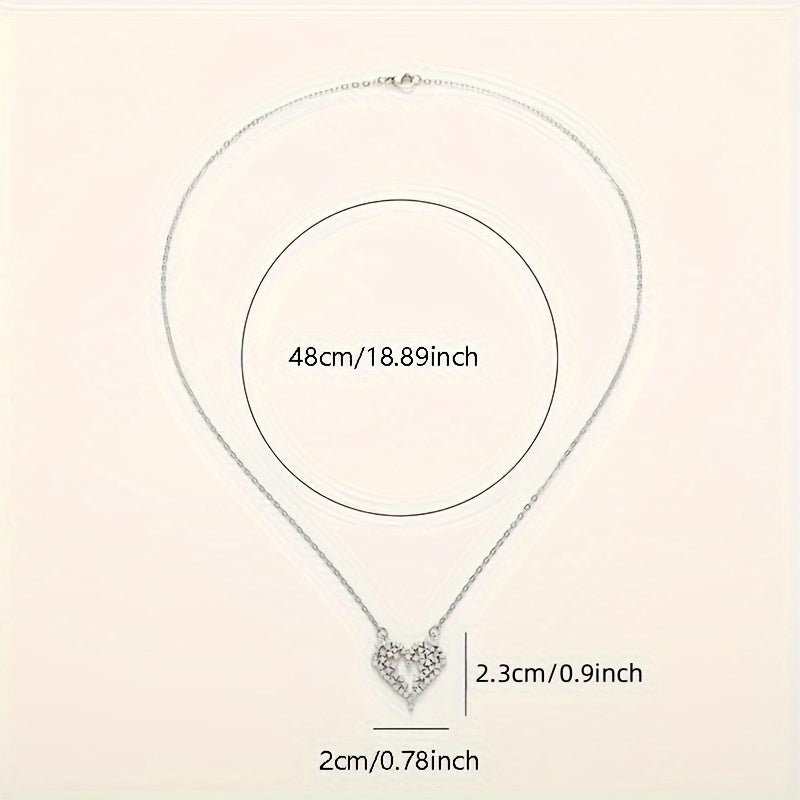 Fashion Heart Pendant Necklace with Faux Crystal Pendant, 925 Silver Plated Delicate Women's Clavicle Necklace, Valentine's Day Gifts, Proposal, Wedding Jewelry