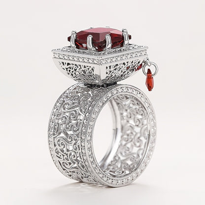 Luxury vintage style anniversary ring with square cubic Zirconia - perfect for parties and everyday elegance