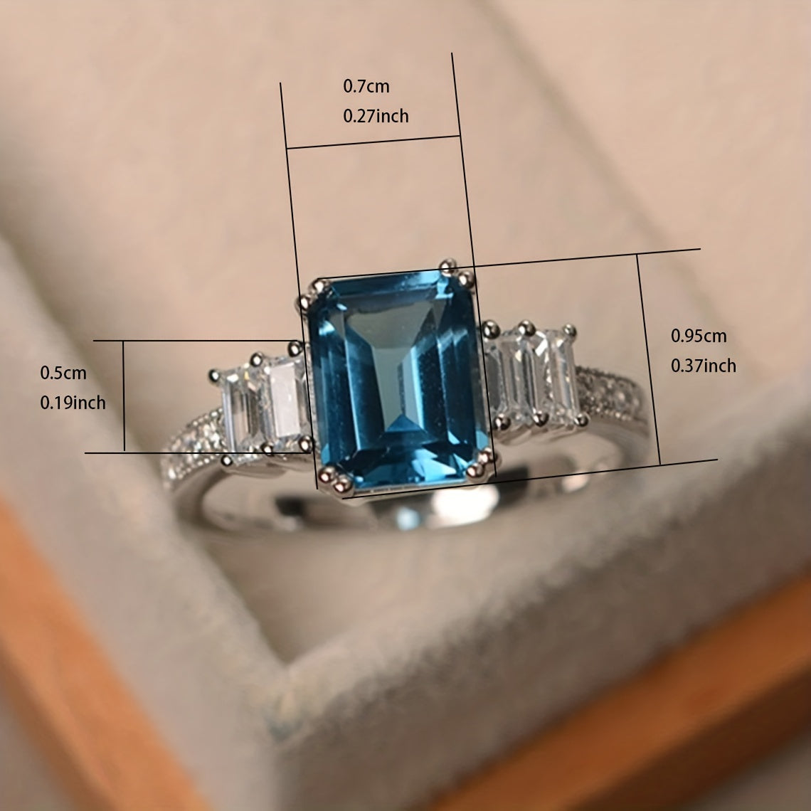Fashion Princess Cut Aquamarine Ring Ladies Engagement and Wedding Ring Jewelry