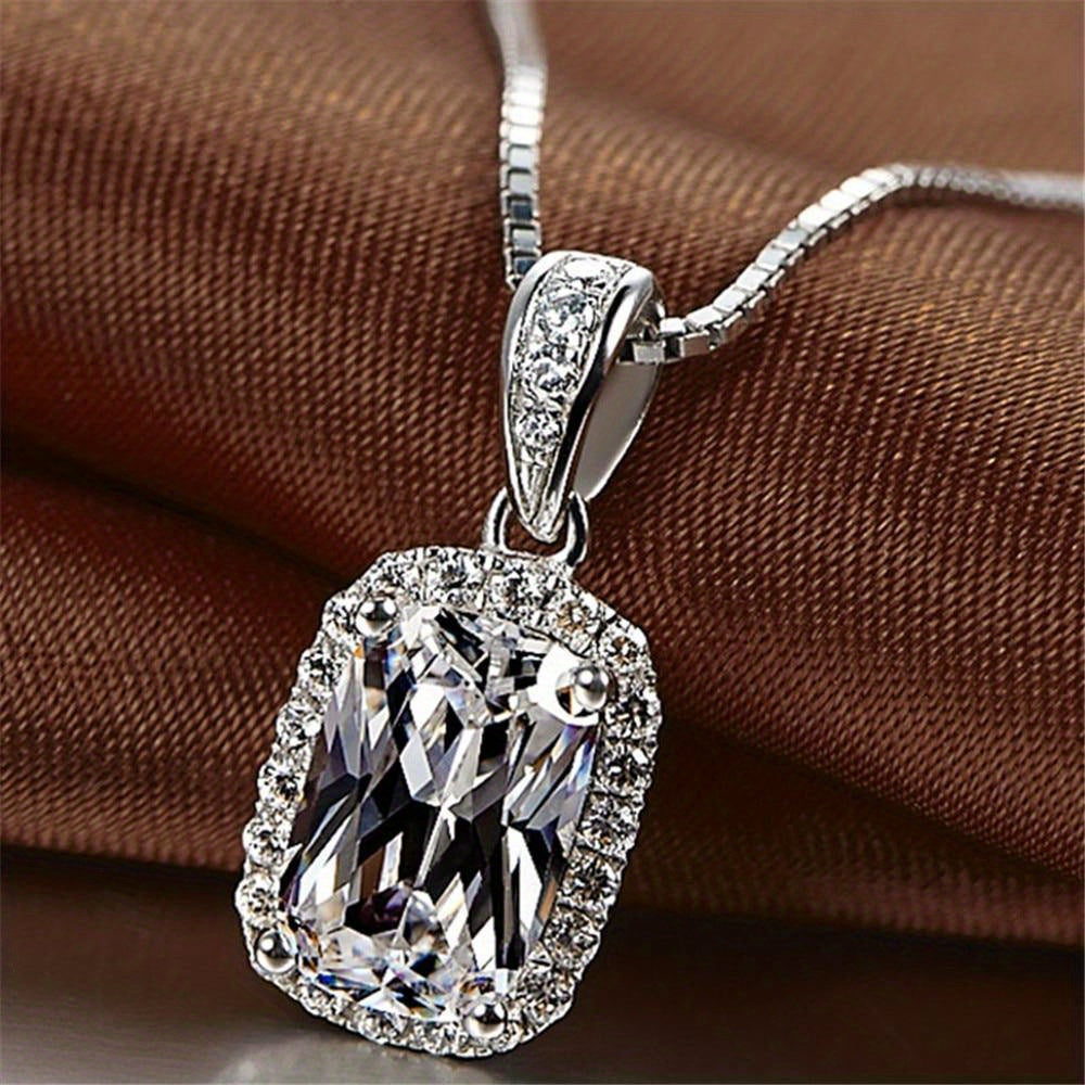 Delicate Silver Plated Faux Amethyst Pendant Necklace Ladies Bridal Wedding Party Jewelry Gift
