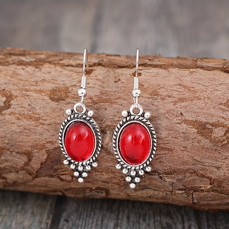 Vintage bohemian style alloy earrings, inlaid with crystal, iron ear needles, non-feather material, suitable for daily wear, suitable for all seasons