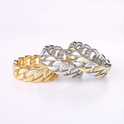 Unisex punk silver-plated twisted chain ring with jewelry party decor
