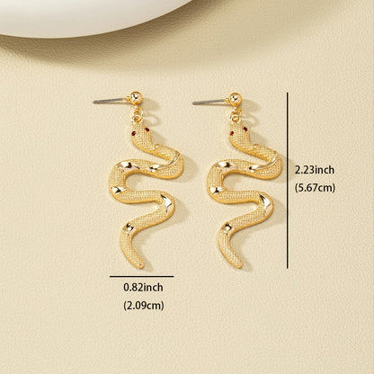 Elegant snake stud earrings, 14K gold galvanized alloy, embellished with rhinestones, using stainless steel ear needles, minimalist style suitable for daily and holiday wear