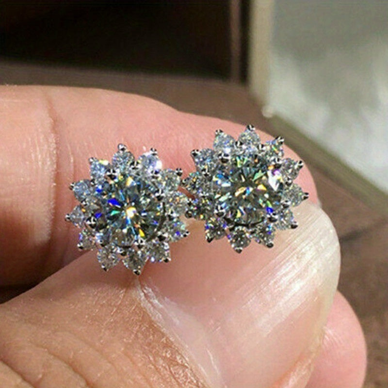 [Copper Earrings] Elegant and simple earrings, copper plated nickel-free, synthetic Zirconia, April birthday stone, suitable for daily wear and parties, Valentine's Day gifts, novel earrings