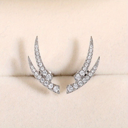 Creative personality stud earrings simple and elegant temperament zircon silver plating material climbing stud earrings women's daily leisure accessories