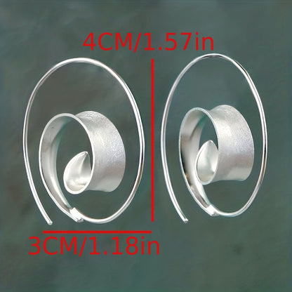 Personalized Round Spiral Leaf Design Gold/Silver Pendant Earrings Vintage Elegant Style Zinc Alloy Silver Plated Jewelry Daily Casual