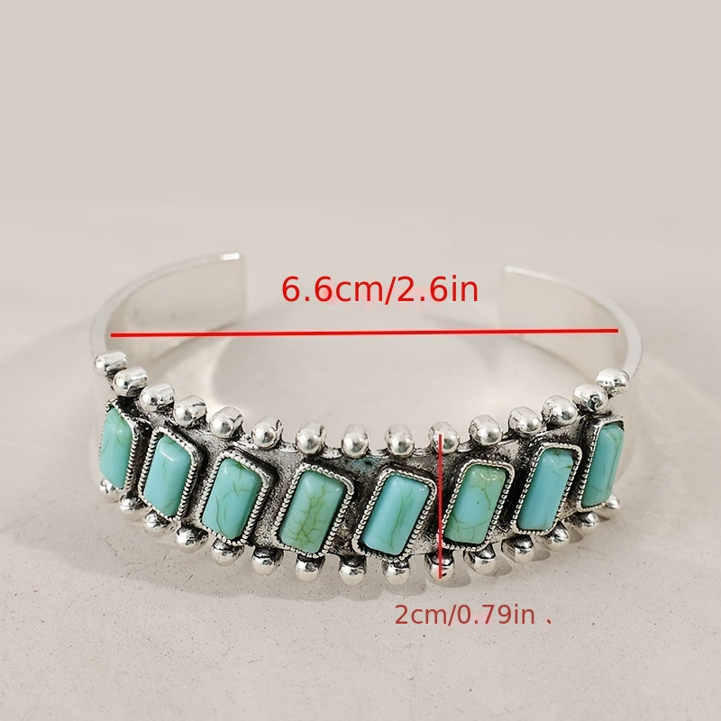 Vintage Western style exaggerated large bracelet, creative 8-piece turquoise bracelet set
