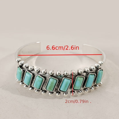 Vintage Western style exaggerated large bracelet, creative 8-piece turquoise bracelet set