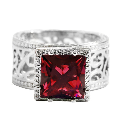 Luxury vintage style anniversary ring with square cubic Zirconia - perfect for parties and everyday elegance