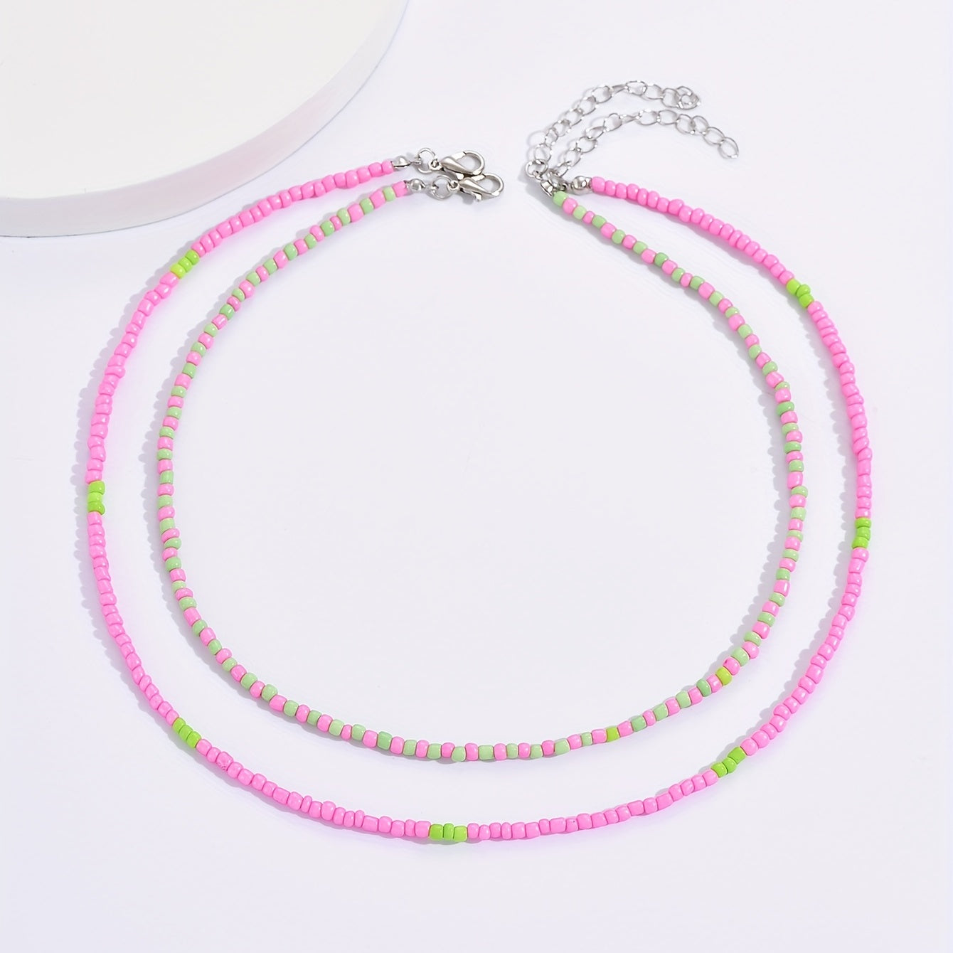 2 Bohemian handmade beaded rice necklaces, summer beach vacation accessories