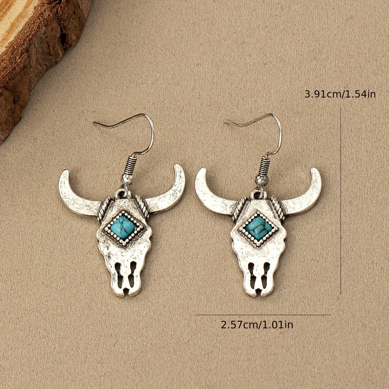 Western Vintage Bullhead Bohemian Style Turquoise Ladies Earrings