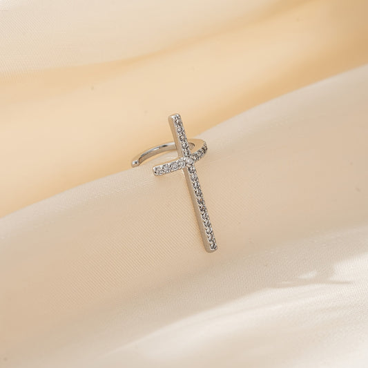 Elegant and Stylish Cubic Zirconia Cross Clip Earrings - Simple and Sophisticated Ladies Casual Accessories