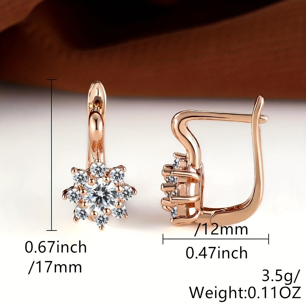 Exquisite Zirconia Hoop Huggie Earrings 18K Gold Plated Delicate Jewelry Party Daily Holiday Decor