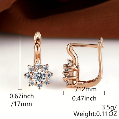 Exquisite Zirconia Hoop Huggie Earrings 18K Gold Plated Delicate Jewelry Party Daily Holiday Decor