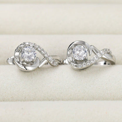 Women's Unique Shape Silver Plated Zircon Earrings, Engagement Wedding Jewelry
