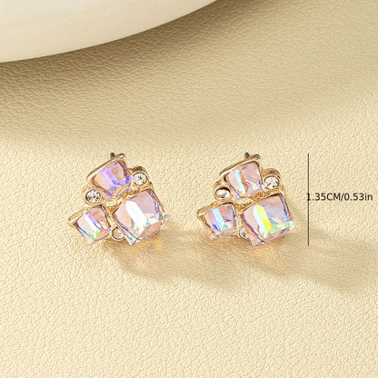 A pair of chic and whimsical irregular geometric women's earrings - stainless steel studs, zinc alloy, perfect for everyday wear or on vacation