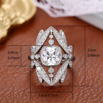 Delicate ring silver-plated Longfei design shop set with sparkling Zirconia, perfect anniversary birthday gift for your lover, imitation luxury jewelry