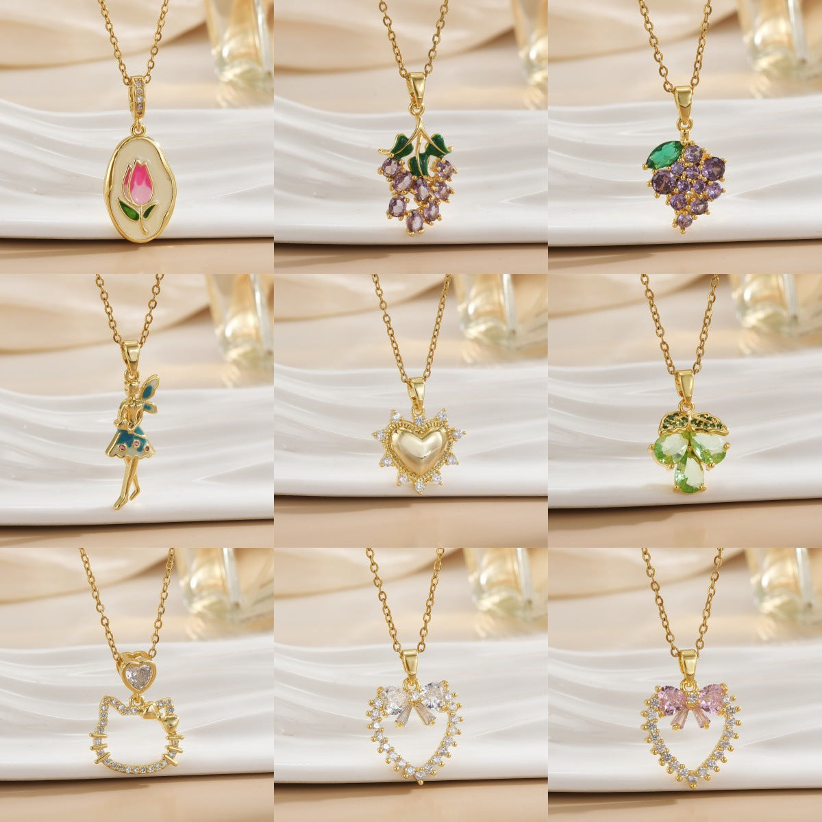 Necklace female European and American new 2024 Santa Claus flower cute animal love pendant niche fashion jewelry