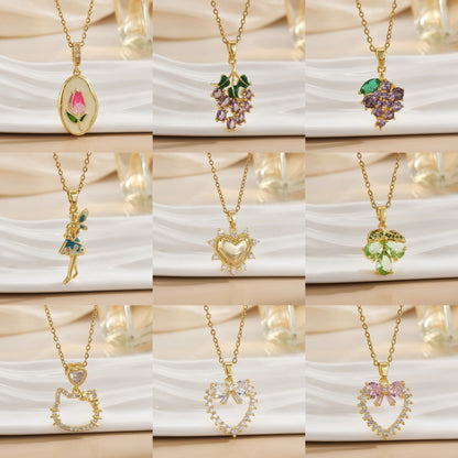 Necklace female European and American new 2024 Santa Claus flower cute animal love pendant niche fashion jewelry